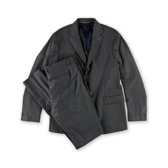 Eleventy Mens Stripe Three Button Suit, smokegrey, 50 Regular, 36W x 36L